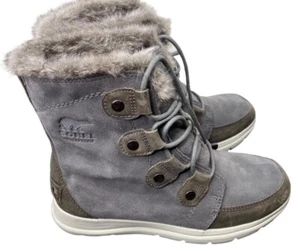 Sorel Boot Damen 8 Explorer Joan wasserdicht Schnee Bootie Schuh grau Wildleder Schnürschuh - Bild 1 von 9