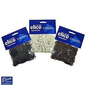 Rubber Plaiting Bands by Elico   Black  Brown  White  Horse  Mane  Tail 500 pack