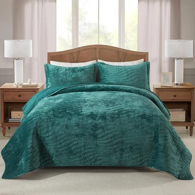 Juego de edredón de terciopelo de lujo tamaño queen, juego de edredón de terciopelo ligero, suave cálido Foto 1 de 4