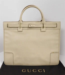 Gucci Beige Leather Belted Slim Large Tote Bag - Picture 1 of 9