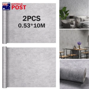 2PCS 10M Cement Concrete Wallpaper Modern Textured Rustic Slate Grey Wallpaper - Picture 1 of 10
