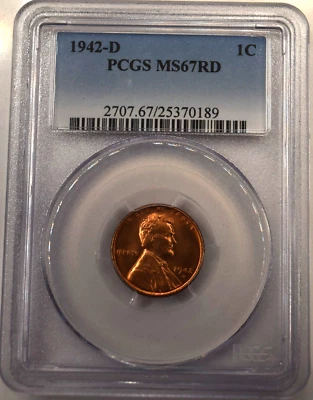 1942-D PCGS MS67RD LINCOLN CENT - Image 1 of 4