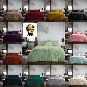Hug and Snug Duvet Cover Sets Teddy Fleece Bedding Size Shaggy Soft Cozy Warm - Picture 1 of 25