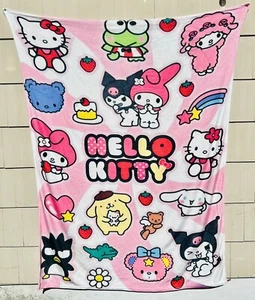 NEW Hello Kitty EXTRA LARGE Plush Blanket Almost 80in X 60in/Rainbow/One Sided - Picture 1 of 1