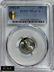 1942-D MERCURY DIME FB PCGS MS-68 GOLD SHIELD REGISTRY QUAL. (MED379T) - Picture 1 of 4