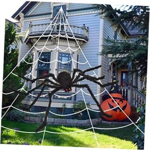 200 Zoll Halloween Spinnennetz + 59 Zoll riesige Spinnendekorationen gefälschte Spinne mit - Bild 1 von 8