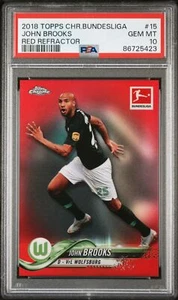 2018 Topps Chrome Bundesliga John Brooks Red Refractor #01/10 PSA 10 - Picture 1 of 2