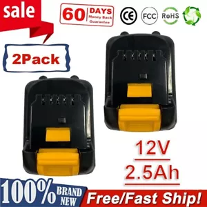 2Pack 12v 2.5Ah 12 Volt XR Max Lithium Battery For Dewalt DCB127-2 DCB120 DCB121 - Picture 1 of 12