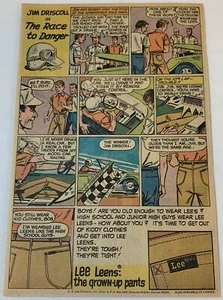 1969 LEE BLUE JEANS cartoon ad ~ Jim Driscoll in The Race To Danger - Picture 1 of 1