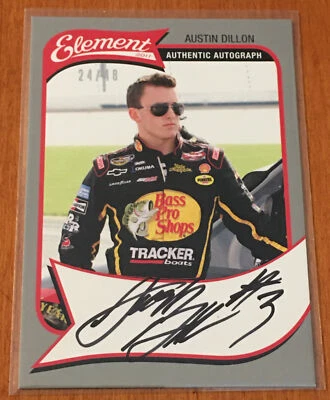 AUSTIN DILLON #24/48 AUTO 2011 ELEMENT SILVER AUTOGRAPH RC WHEELS PRESS PASS - Image 1 of 3