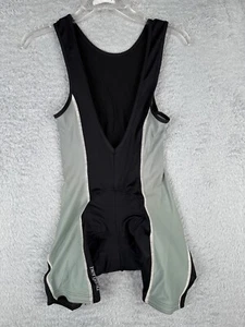 Bergamo Bib Shorts Cycling Womens Medium Black Teal Nylon Spandex Blend Padded - Picture 1 of 14