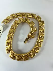 Vintage Necklace Napier Wide Chunky Brushed Goldtone 80s 90s Collar 16in - Picture 1 of 9