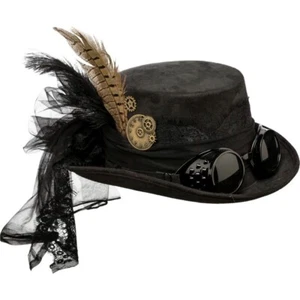 Cappello steampunk gotico cilindro nero cappello cilindro copricapo punk - Foto 1 di 4