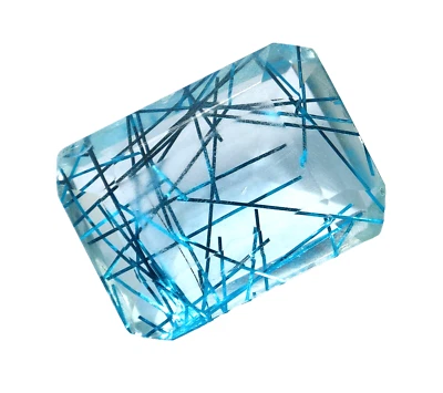 26 CT Natürlich Sky Strahlende Quarz Smaragd Schliff Lose Zertifiziert Dublette - Bild 1 von 4