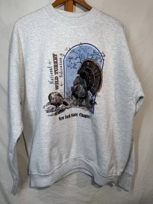 Винтажный свитшот 90-х NYS National Wild Turkey с круглым вырезом размер XL шелкография природа - Изображение 1 из 4