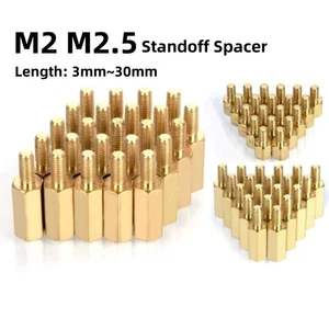Male-Female Brass Hex Standoff PCB Hexagon Studs Spacer Screw Nut M2 M2.5 - Picture 1 of 10
