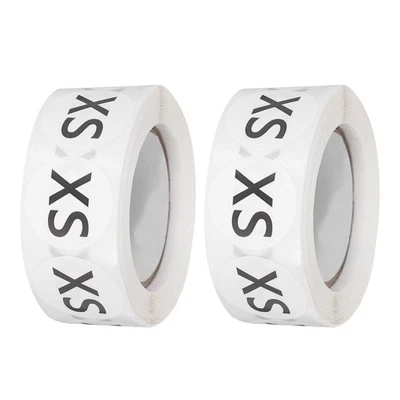 500 Stck. 1 Zoll XS Kleidergröße Aufkleber rund selbstklebend schwarz (2 Rollen) - Bild 1 von 4