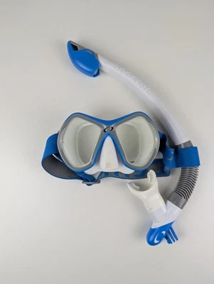Oceanic Mask and Snorkel Set Scuba Diving Dive Snorkeling Blue White - Image 1 of 4