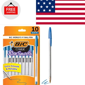10-Count BIC Cristal Xtra Smooth Ballpoint Pen, Medium Point Blue (1.0mm)....... - Picture 1 of 10
