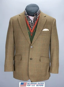 Brook Taverner Tweed Blazer Jacket Mens Olive Mix Herringbon 40S, EU 50, 102 cms - Picture 1 of 24