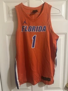 Jordan Florida Gators Jersey Mens Medium Orange #1 Basketball NCAA Rare Nike - Picture 1 of 5