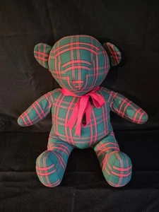 Christmas Teddy Bear Green / Red Tartan Plaid Large Holiday Plush Stuffed Animal - Picture 1 of 6