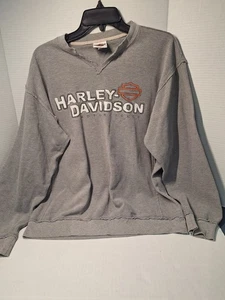 Camisa Harley Davidson de peso pesado para hombre, talla grande, gris, mezcla de algodón - Imagen 1 de 6