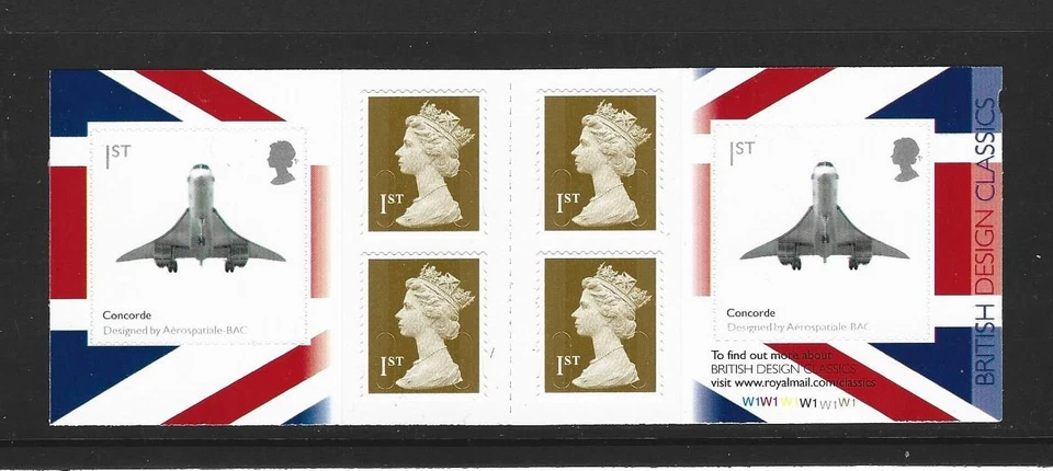 GB 2009 6 x 1ª CLASE DISEÑO CLÁSICOS CONCORDE FOLLETO DE SELLOS PM19 - CILINDRO W1 Foto 1 de 1