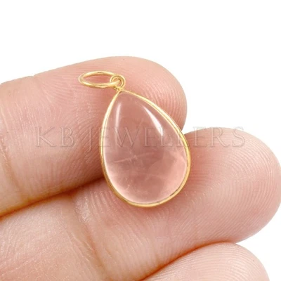 Pequeño Colgante Oro 14k Cuarzo Rosa Piedras Preciosas Colgante Hecho a Mano Dije Colgante Foto 1 de 4