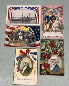 Antique Postcards Patriotic United States George Washington USA Horses Embossed - Picture 1 of 7