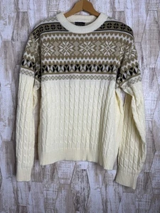 Vintage 70 JC Penney Nordic Fair Isle Zopfmuster Acryl Pullover Herren XL - Bild 1 von 12