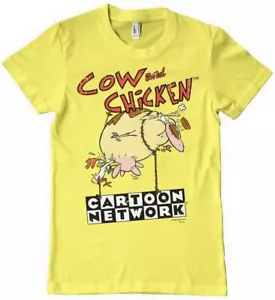 Cow And Chicken Balloon T-Shirt Yellow - Picture 1 of 4