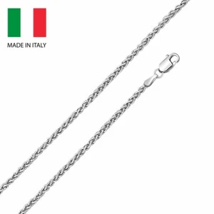 "Collar de cadena italiana de trigo plata esterlina Italia 2,4 mm 16"" 18"" 20"" 22"" 24" - Imagen 1 de 2