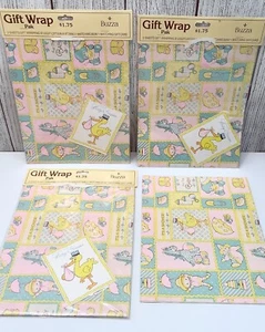 Gibson Buzza Baby Shower Gift Wrap Wrapping Paper 2 Sheets/Pack Vintage NEW - Picture 1 of 4