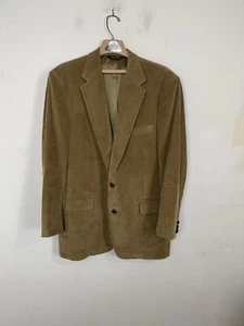 Brooks Brothers Mens Blazer 43L Brown Corduroy Sport Coat VTG USA Leather Button - Picture 1 of 11