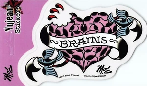 I Heart Brains Mitch O Connell Die-Cut Decal Sticker New Love Pink Zombie Birds - Picture 1 of 2