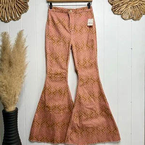 Free People flare pants reversible 26 bell bottoms high waisted jeans - Picture 1 of 10