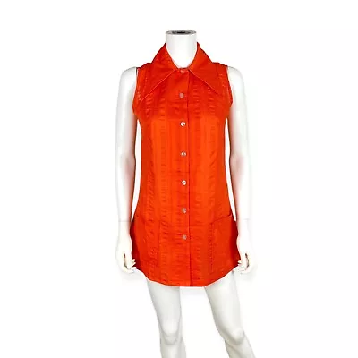 JC Penney Women's Vintage 60s 70s Orange Mod Tunic Top M - Image 1 of 4