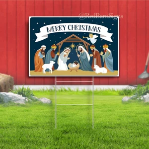 Manger Scene Yard Sign for Garden Lawn Christmas Decorations Holy family - Picture 1 of 1