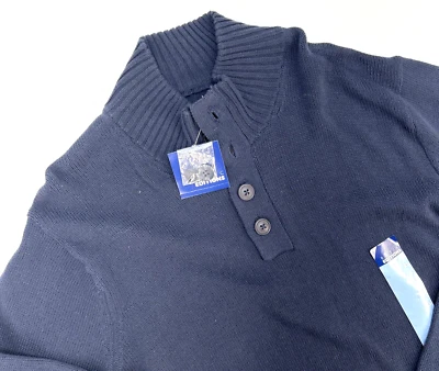 Basic Editions 4 Button Turtle Neck Long Sleeve Sweater Men XL Navy NWT $35 - Image 1 of 4