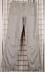 Cargo Pants VTG 90s Ann Taylor Olive Beige Drab Glittery Seams Cotton Sz 0 S/M - Picture 1 of 13