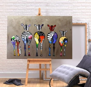 ZEBRA BUM PRINT- DEEP FRAME CANVAS GRAFFITI WALL ART PICTURE - MULTI COLOURED - Picture 1 of 11