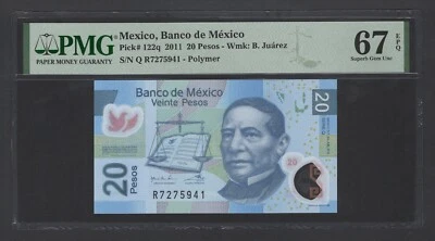 Mexico 20 Pesos 2011 P122q Uncirculated Grade 67 - Image 1 of 2