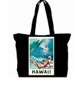 Visit And Surf Hawaii Travel Poster Tote Bag All Purpose Vintage 1950