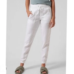 Athleta Cabo 100% linen jogger pants Size 6P Petite white - Picture 1 of 12