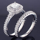 2.40 CT Diamond Encrusted Princess Cut Engagement Ring Bridal Set Platinum G SI1