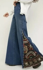 Jeans donna Free People TAGLIA 32 We The Free SAHARA Extreme svasati gamba larga usati in ottime condizioni - Foto 1 di 18