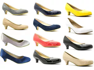 DAMEN NIEDRIGER KÄTZCHENABSATZ ARBEITSHOF ABENDKLEID MÄDCHEN SCHUHE PUMPS 3-12 - Bild 1 von 42