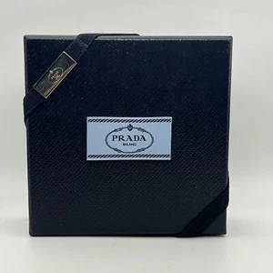 PRADA Milano EMPTY Gift Box Small Accessory Wallet & Elastic/Metal Logo Ribbon - Picture 1 of 9
