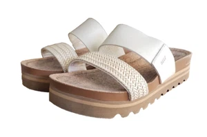 Reef Cushion Vista Hi Slide Sandals White Cream / Brown Women's Size 8 - Picture 1 of 11